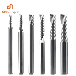 Frees 1PC AAAAA 3D ​​CNC ROUTER BIT CITUT 3,175 /4/6 Shank Single Flute frezowanie noża spirala młyna do obróbki drewna aluminium