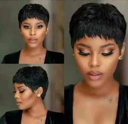 Lace Wigs Short Synthetic Hair Pixie Wigs Pixie Cut Short Black Wavy Wigs Layered Short Hair Wigs for Black Women Z0613