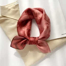 Sarongs 100% Natural Silk Square Scarf Women Small Neck Hairband Foulard Bandana Scarves Female Neckerchief Bag Ties High Quality 230613