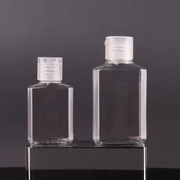 30ml 60ml garrafa de plástico PET vazia com tampa flip garrafa de forma quadrada transparente para maquiagem fluido descartável gel desinfetante para as mãos Xnlji