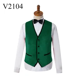 Blazers Gwenhwyfar High Quality Deep Green Velour Fabric Men Suit Vests Waistcoat Vest Man Vneck Slim Fit Gilet Homme Wedding Clothing