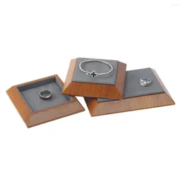 Jewelry Pouches Wooden Plate Ring Bracelet Display Tray Counter Storage Ornament Stand