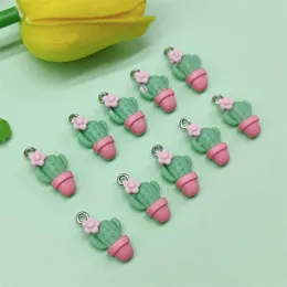 Mukety 50100pcs Cactus Charms Cute Mini Flower for Jewelry Making DIY Kolczyki Bransoletka wisiorka klęska 230612