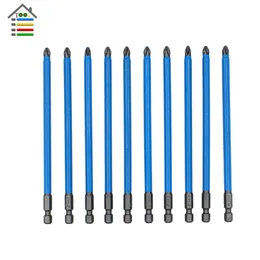 Schroevendraaier AUTOTOOLHOME 10pc S2 Anti Slip Magnetic Long Reach Electric Screwdriver Bits Set PH2 150mm 1/4 Hex Shank Single Side Reduces