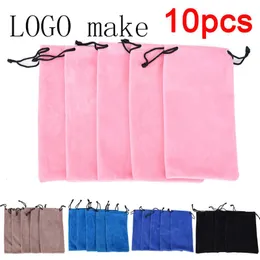 Sunglasses Cases 10pcslot Soft Cloth Glasses bag Drawstring Sunglass Bag In Brand making Soft Eyeglasses Pouch Eyewear Cases Bags 230612