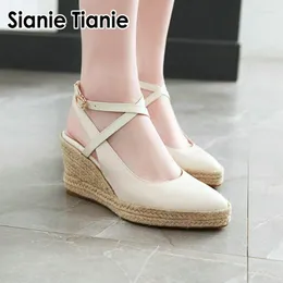 Sandals Sianie Tianie 2023 Summer Drop Woman Chaussure Cross Strap Gladiators Wedge Heels Platform Women Sexy Pumps