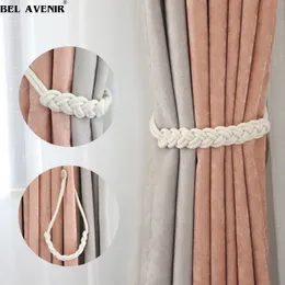 Curtain Poles 1Pc Holder Cilp Handwork White Woven Cotton Magnet Tieback Buckle Rope Holdback Drapery Home Decoration 230613