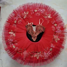 ダンスウェアプロのバレエスカートTutu Red and Black Pancake Swan Lake Children's Skirt Paquita Ballet Costume 230612