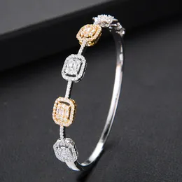 뱅글 Godki Spring Trendy Luxury Stackable Stack Bangle for Women Wedding Full Cubic Zircon Crystal CZ Dubai Bracelets 230613