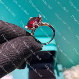 anel de rubi feminino anel de designer clássico anéis de diamante luxo prata de lei proposta noivado jóias de casamento