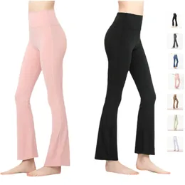 Leggings Lu Calças de grife Cintura alta Hip Lift Yoga Pants Feminino Sweat SuitSlim Bell-bottoms Calças de treinamento de ginástica Chosesyoga Dance Pants