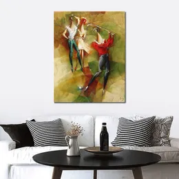 Figurative Canvas Abstract Art Golf Player Hand Painted Artwork Romantic House Decor