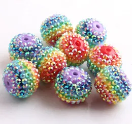 Beads Kwoi Vita 22mm Rainbow Strip AB Color Chunky Resin Rhinestone Beads Ball