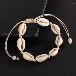 Charm Bracelets Bohemian Trendy Natural Seashell Pulseira Tornozeleiras Para Mulheres Joias Praia Conch Shell Corda Correntes Pulseira Presente Atacado