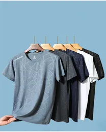 Męskie t-shir lato nowa designerska koszula lodowe lodowe chłodzenie elastyczne lodowe jedwabny krótki rękaw swobodny wszechstronny krótki rękaw T-shirt męski rękaw Szybki suszenie koszulę polo