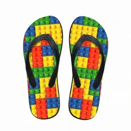 Angepasst Frauen Wohnungen Haus Slipper 3D Tetris Druck Sommer Mode Strand Sandalen Für Hausschuhe Frau Damen Flip-Flops Gummi Flipflops n24U #