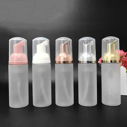 50-ml-Reiseschaumflaschen, gefrostete Kunststoffschaumflaschen mit Gold-/Silberpumpe, Handwaschseife, Mousse, Cremespender, Sprudelflasche, BPA Ispp