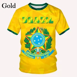 Camisetas Masculinas Moda Bandeira do Brasil Hobby Impressão 3D Casual Masculino Feminino Suéter Manga Curta O Neck 230613