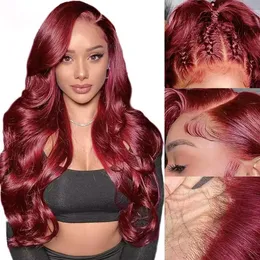 250％ボディウェーブウィッグレースフロントウィッグブラジル13x4 Glueless Red Burgundy Lace Front Human Hair Wigs for Women