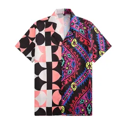 Luksusowa designerska koszula Mętna jedwabna koszula kręgła Summer Hawaje Slim Fit Shirt Short Sleeve