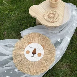 Decorazioni da giardino Decorazioni da parete con leone fatto a mano in stile nordico, filo di cotone, testa di animale intrecciata, ornamento da appendere a parete per la decorazione della cameretta dei bambini