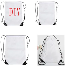 40 pçs bolsas de ciclismo sublimação faça você mesmo branco em branco poliéster grande capacidade academia esporte bolsa com cordão