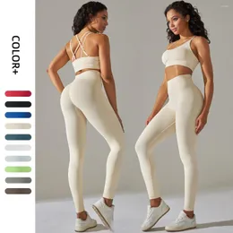 Aktiva uppsättningar 2023 Fitness Woman Bh Legging Yoga Set Fast Dry Wear Seamless Work Out Lift Workout Sport träning Gym Tyg