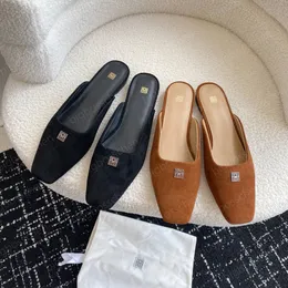 Totemedesigner tofflor Kvinnors plattform Sandaler Tappar Suede Mule Shoes Simple Loafers Flat Casual Shoes Dress Shoes