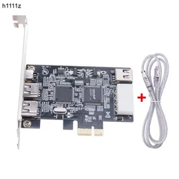 Kort 4 Ports 1394A Expansion Card PCIe 1x till IEEE 1394 DV Video Adapter 1x 4Pin 3x 6Pin 1394 Controller FireWire Card för Desktop PC