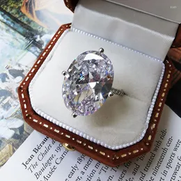 Cluster Rings Vintage 13 18mm Lab Diamond Ring Real 925 Sterling Silver Party Wedding Band per le donne Uomini gioielli di fidanzamento regalo