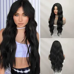 Lace Wigs La Sylphide Long Wave Black Wig Good Quality Synthetic Wigs Cosplay Daily Natural Woman Wigs Heat Resistant Hair Z0613