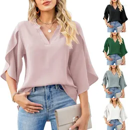 Women's Blouses Solid Casual Loose For Women Fashion Summer Vintage Women's Oversized Shirts And Elegant Youth Female Tops