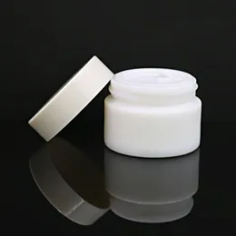 20g 30g 50g Frascos de vidro de porcelana branca Cosmetic Frascos com forro PP interno Capa para protetor labial Creme Facial Rogbk