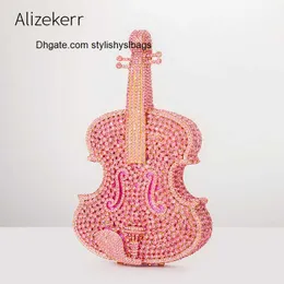 トートズバイオリン型クリスタルイブニングクラッチバッグ女性2022ノベルティラインストーンウェディング財布とハンドバッグ高品質の高品質