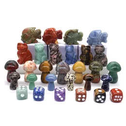 Other Home Garden 10PCS Set Mix Natural Stones Animal Statue Healing Crystal Plant Estatuine Gemstone entalhado Anjo Wicca Craft Decoração Lote de atacado 230613