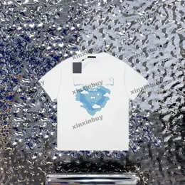 xinxinbuy Herren Designer T-Shirt 23SS Blauer Himmel Liebesmuster Druck Kurzarm Baumwolle Damen Schwarz Weiß Blau XS-XL