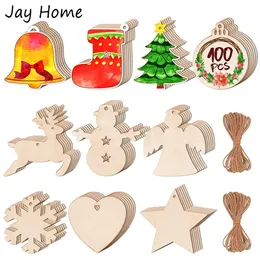 Crafts 100pcs Ornamenti di Natale in legno Fette di legno fai -da -te Decorazioni per alberi di Natale DECORAZIONI DI PROGETTO DI PROGETTAZIONE PROGETTAZIONE PROGETTAZIONE PROGETTO PER BAMBINI