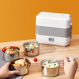 1PC US Plug Electric Lunch Box、断熱は、オフィスワーカー用の電気加熱自己食事蒸気炊飯器、ポータブルミニ炊飯器汽船に接続できます