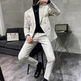 Abiti da uomo Abiti da lavoro formali Giacca da uomo doppio petto Pantaloni a matita Set da 2 pezzi Abito da sposa Giacca abbinata