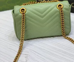 designer luxury womens vintage double G love metal leather chain shoulder bag genuine leather mini wave patterned green crossbody bags