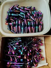 Rainbow Color GR2 Domeless Titanium Nails Carb Cap Enail Kit para 16mm 20mm Dnail Aquecedor Bobina Cera Jar Cera Fumar Bong Tubo de Água