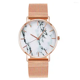 Armbandsur 2023 Fashion Marble Watches Women Luxury Rose Gold Ingen logotypkvarts Drop Price Relogio Feminino