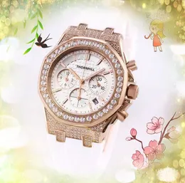 Все циферблаты работают бренд женские смотрит три глаза полные функциональные бриллианты Кольцевые часы резиновый ремешок Quartz блестящий любовник Супер яркий хрустальный зеркальный батарея часы Подарки