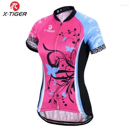 Kurtki wyścigowe X-Tiger Summer Women Bike Jerseys Cycling Anti-UV Clothing koszulka Krótkie rękawy Ubrania rowerowe MTB