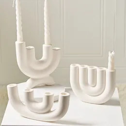 Candle Holders 1PC Candlestick Holder Ceramic Ornament Pography Home Decoration Nordic Decor Candelabra 230613