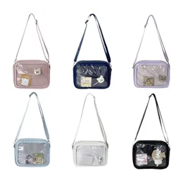 Ryggsäckar kvinnor tjej pu läder handväska transparent pvc axel messenger jk stil crossbody väska satchel tote purse 230613