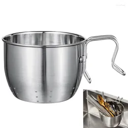 Hooks Kitchen Sink Strainer Stainless Steel Filting Basket With Handle Food Waste Leftovers Catcher Garbage Filter