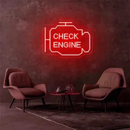 LED-Leuchtreklame Check Engine Neonschild LED-Licht Auto-Raum-Reparaturwerkstatt-Dekor Bar Club Leuchtende Atmosphärenlampe USB R230613