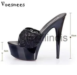 Hausschuhe Damenschuhe 2019 Süße Schuhe mit hohen Absätzen 13/15 cm fein mit dicken schwarzen Hausschuhen Spitze Mode Bankett Damenschuhe Größen 34-44 J230613