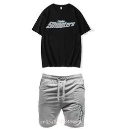 남자 티셔츠 Trapstar Tshirt and Shorts 2 피스 세트 트랙 슈트 여름 스포츠웨어 피트니스 면화 단편 슬리브 탑 5 포인트 바지 조깅하는 230613